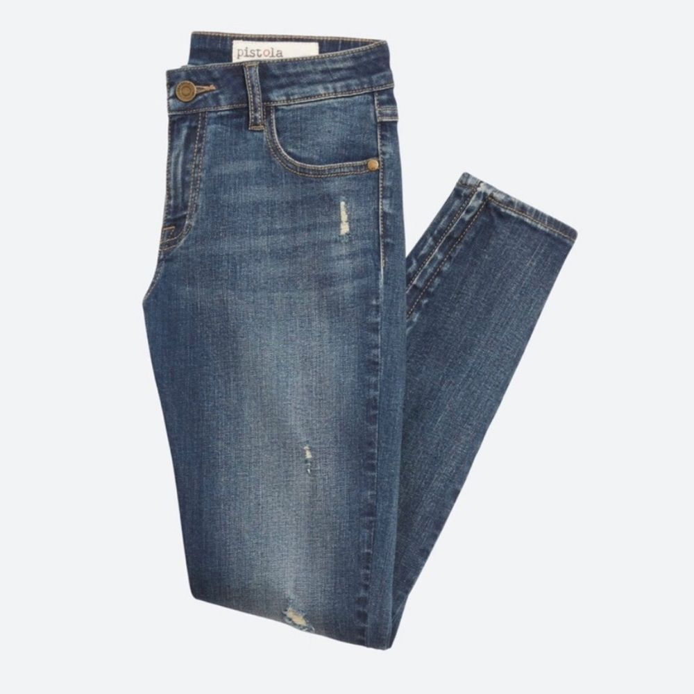 Pistola Tory Distressed Cropped Ankle Zip Skinny Jeans Size 26 New